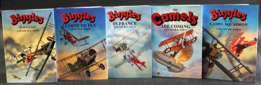 W E JOHNS: 5 titles: BIGGLES IN FRANCE - BIGGLES LEARNS TO FLY - THE CAMELS ARE COMING - BIGGLES