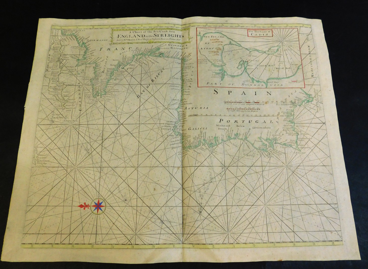 WILLIAM MOUNT AND THOMAS PAGE: A CHART OF THE SEA COAST FROM ENGLAND TO THE STRAITS, [circa 1740],