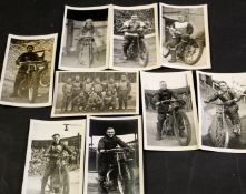 Nine speedway photographic cards produced by The Speedway Benevolent Fund featuring various