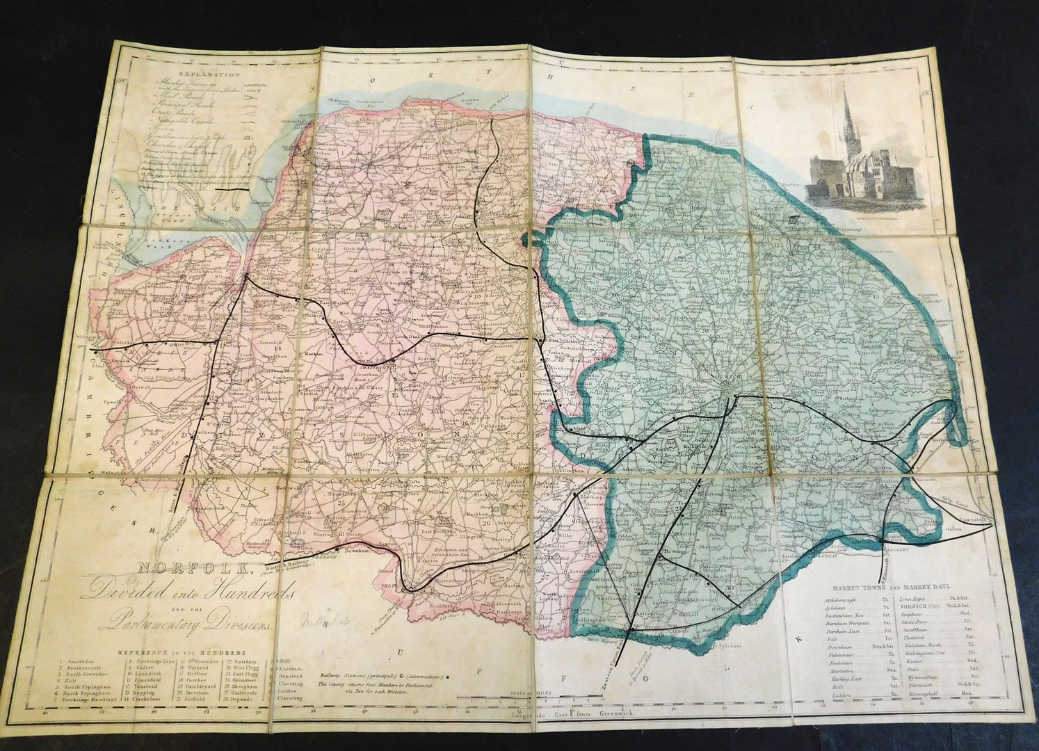 WILLIAM DARTON: NORFOLK DIVIDED INTO HUNDREDS AND THE PARLIAMENTARY DIVISIONS, London, [1835], - Image 2 of 4