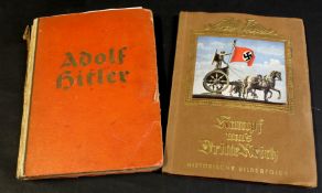 World War II Nazi interest, album entitled Kampf um's Dritte Reich containing various coloured cards