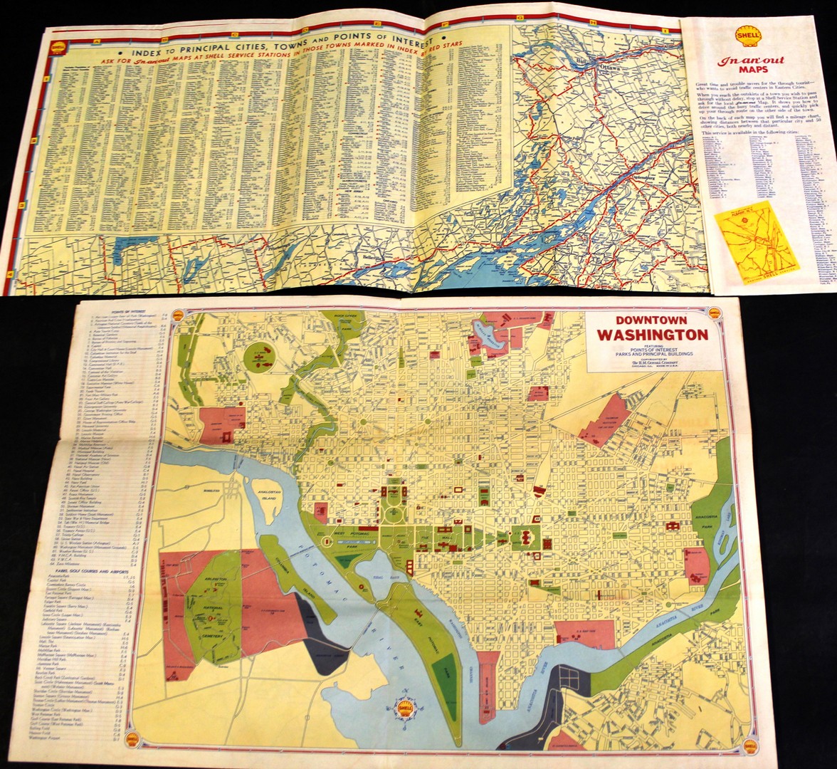 Two USA road maps, one dated 1932 and similar of Washington and surrounding areas (2). Estimate £ - Image 2 of 2