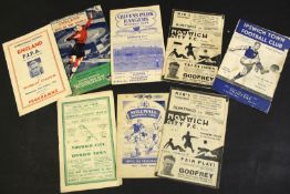 Collection of Ipswich Town football programmes from 1949 including a programme for Ipswich Town v