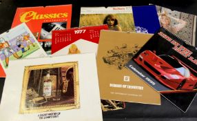Quantity of calendars dating back to 1970s, including Marlboro for 1975, some with erotic photos