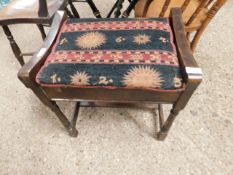 BEECHWOOD FRAMED PIANO STOOL WITH UPHOLSTERED TOP AND H STRETCHER