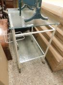 GERMAN INFIRMARY GLASS TOP METAL FRAMED TROLLEY