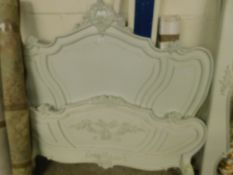 GOOD QUALITY FRENCH STYLE PAINTED DOUBLE BED AND SIDE RAILS