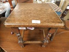 SMALL OAK SQUARE STOOL ON BARLEY TWIST LEGS