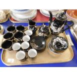 TRAY CONTAINING MODERN JAPANESE DRAGON DECORATED COFFEE CANS ETC