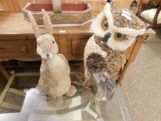 GOOD QUALITY ORNAMENTAL OWL AND FURTHER RABBIT