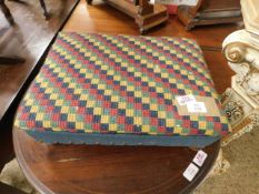 MULTI-COLOURED CHEQUERED TOP SQUAT FOOT STOOL ON BUN FEET