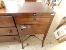 GEORGIAN MAHOGANY WASH STAND WITH LIFT UP LID AND PULL OUT DRAWER AND CUPBOARD DOOR ON X-STRETCHER