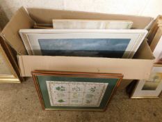 BOX CONTAINING MIXED PICTURES, PRINTS ETC