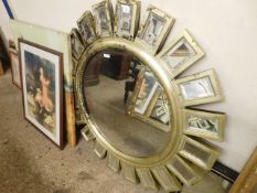 SILVER FRAMED STARBURST TYPE MIRROR