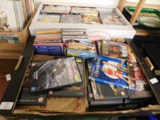 TWO BOXES OF DVDS, CDS ETC