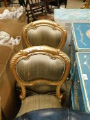 PAIR OF GILT PAINTED BEDROOM CHAIRS WITH CABRIOLE FRONT LEGS