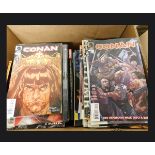 One box: assorted comics including CONAN + MAD MAGAZINE + SPIDERMAN, SUPERMAN + X-MEN and other