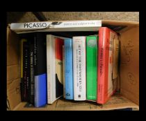 Two boxes: art interest including Picasso, Eric Gill, David Hockney, Art of the Post-Modern Era etc