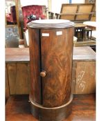 19TH CENTURY MAHOGANY CIRCULAR POT CUPBOARD WITH MARBLE INSET TOP AND SINGLE DOOR