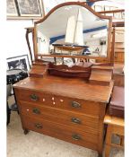 EDWARDIAN MAHOGANY MIRRORED BACK DRESSING CHEST WITH TWO SHAPED LIFT UP COMPARTMENTS WITH TWO OVER