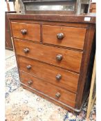 VICTORIAN STRAIGHT FRONTED TWO OVER THREE FULL WIDTH DRAWER CHEST WITH TURNED KNOB HANDLES