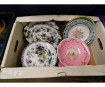 BOX CONTAINING IRONSTONE CHINA PART DESSERT SET, PLATES ETC