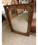 EASTERN HARDWOOD RECTANGULAR WALL MIRROR WITH METAL MOUNTS