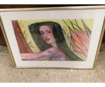 PASTEL PICTURE OF A YOUNG WOMAN IN A SILVERED FRAME