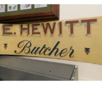 PAINTED E HEWITT BUTCHER SIGN