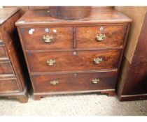 GEORGIAN MAHOGANY TWO OVER TWO FULL WIDTH DRAWER CHEST RAISED ON BRACKET FEET WITH BRASS SWAN NECK