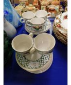 PART SET OF VILLEROY & BOCH BASKET CUPS AND SAUCERS