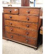 LARGE PROPORTION 19TH CENTURY MAHOGANY TWO OVER FOUR FULL WIDTH DRAWER CHEST WITH TURNED KNOB