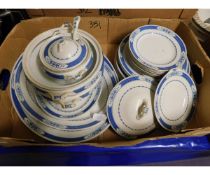 BOX CONTAINING ASSORTED EARLY 20TH CENTURY BLUE AND WHITE PRINTED DINNER WARES