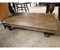 SLATTED PINE TOP INDUSTRIAL TYPE TROLLEY