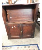 GEORGIAN MAHOGANY MADE CUPBOARD WITH FULL WIDTH PANELLED CUPBOARD DOOR OVER TWO SMALLER CUPBOARD