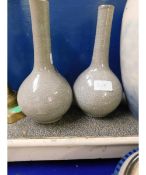 PAIR OF CELADON CRACKLE GLAZED SPILL VASES