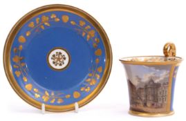 Early 19th century Vienna topographical cabinet cup and saucer, the cup painted with a view of La