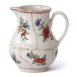 Worcester sparrowbeak jug, decorated in polychrome with floral sprays within gilded compartments,