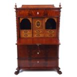 Late 18th/early 19th century mahogany bureau a abbatant, ogee top with two front corners applied