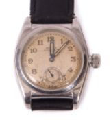 Second quarter of 20th century gents stainless steel cased Rolex Oyster wristwatch with silvered