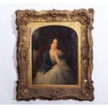 English School (19th century) Half-length portrait of a seated lady, 45 x 35cm