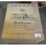 Torres Grand Coronas Black Label, 1985, 6 bottles in a sealed wooden case