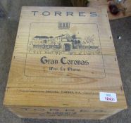 Torres Grand Coronas Black Label, 1985, 6 bottles in a sealed wooden case