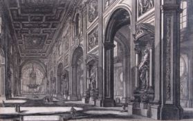 After Piranesi "Veduta Interna della Basilica di S Giovanni Laterano" black and white etching