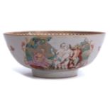 18th century Chinese porcelain Qianlong period punch bowl, the exterior decorated with The Judgement