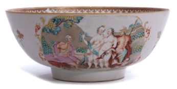 18th century Chinese porcelain Qianlong period punch bowl, the exterior decorated with The Judgement