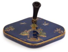 1930s Carltonware pen holder, the blue ground decorated with a chinoiserie design in green and