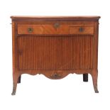 European satinwood cross-banded serpentine fronted bombe shaped chest, lifting lid enclosing