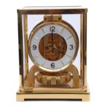 Third quarter of the 20th century Jaeger-le-Coultre "Atmos" mantel clock in brass and glass panelled