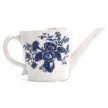 Lowestoft porcelain feeding cup, circa 1780, with a blue printed design of roses in Worcester style,